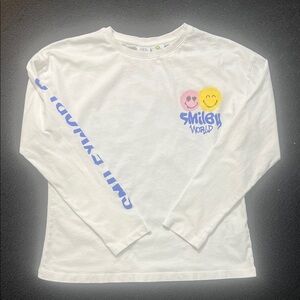 Zara Kids White Smiley World T-Shirt